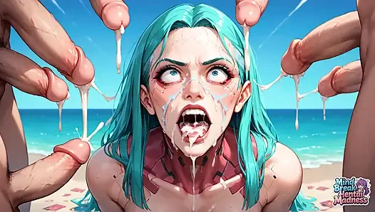 Am strand doppel-dildo, milch-squirting-glückseligkeit!