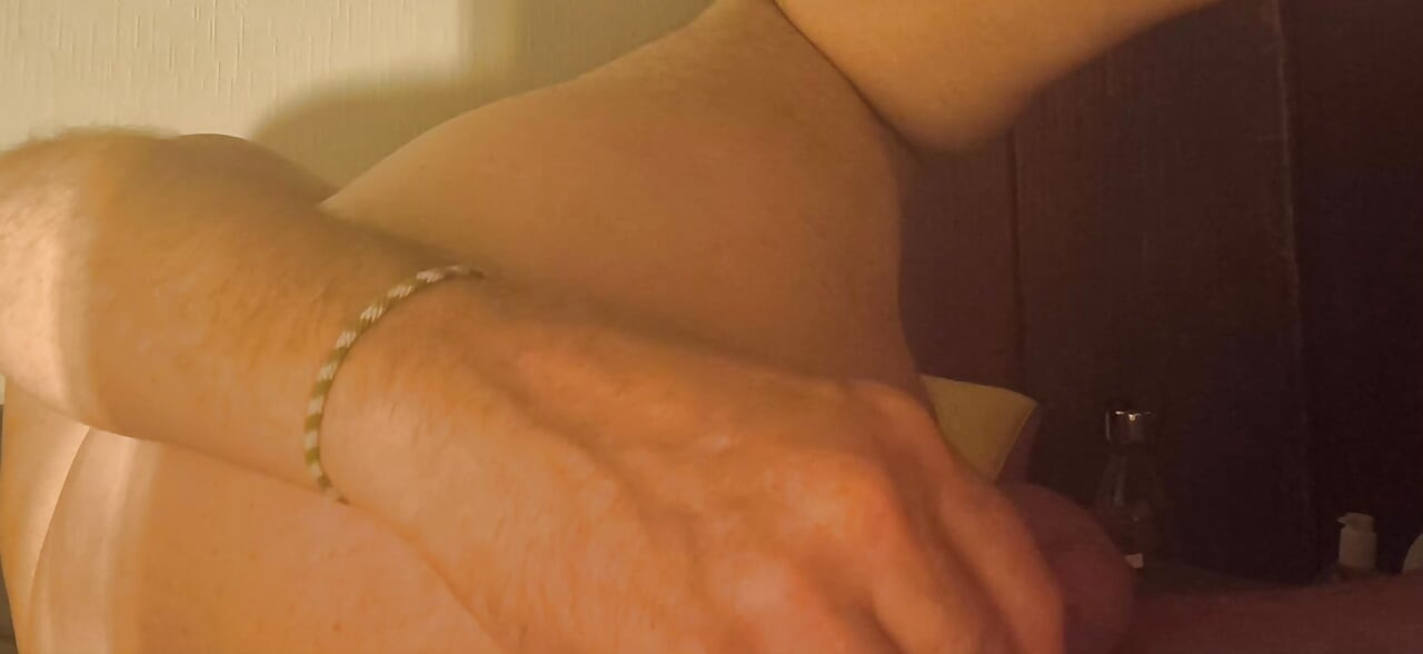 Grandpa stimulates his anus with his fingers and his special prostate dildo and it makes him wet