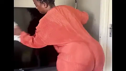 Watching My Huge Booty Auntie Clean up