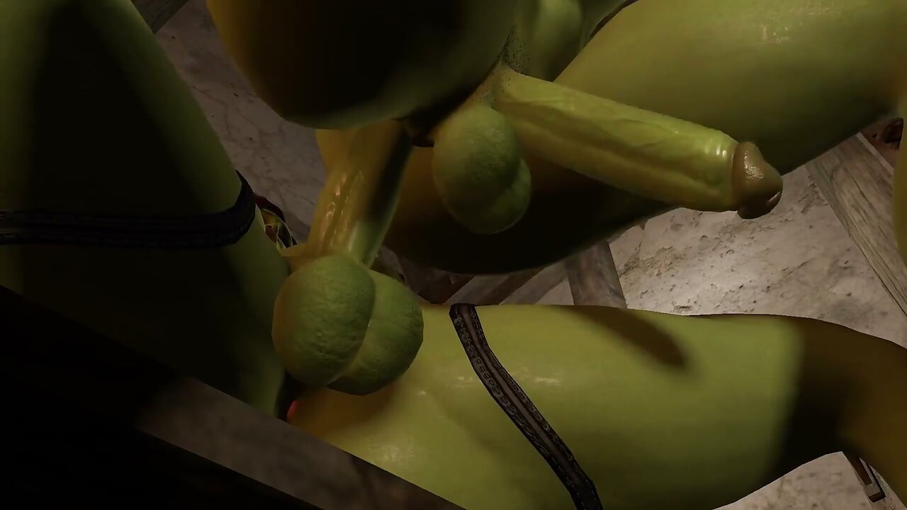 Orc Dick Girl Rides Dick as Another Masturbates Threesome