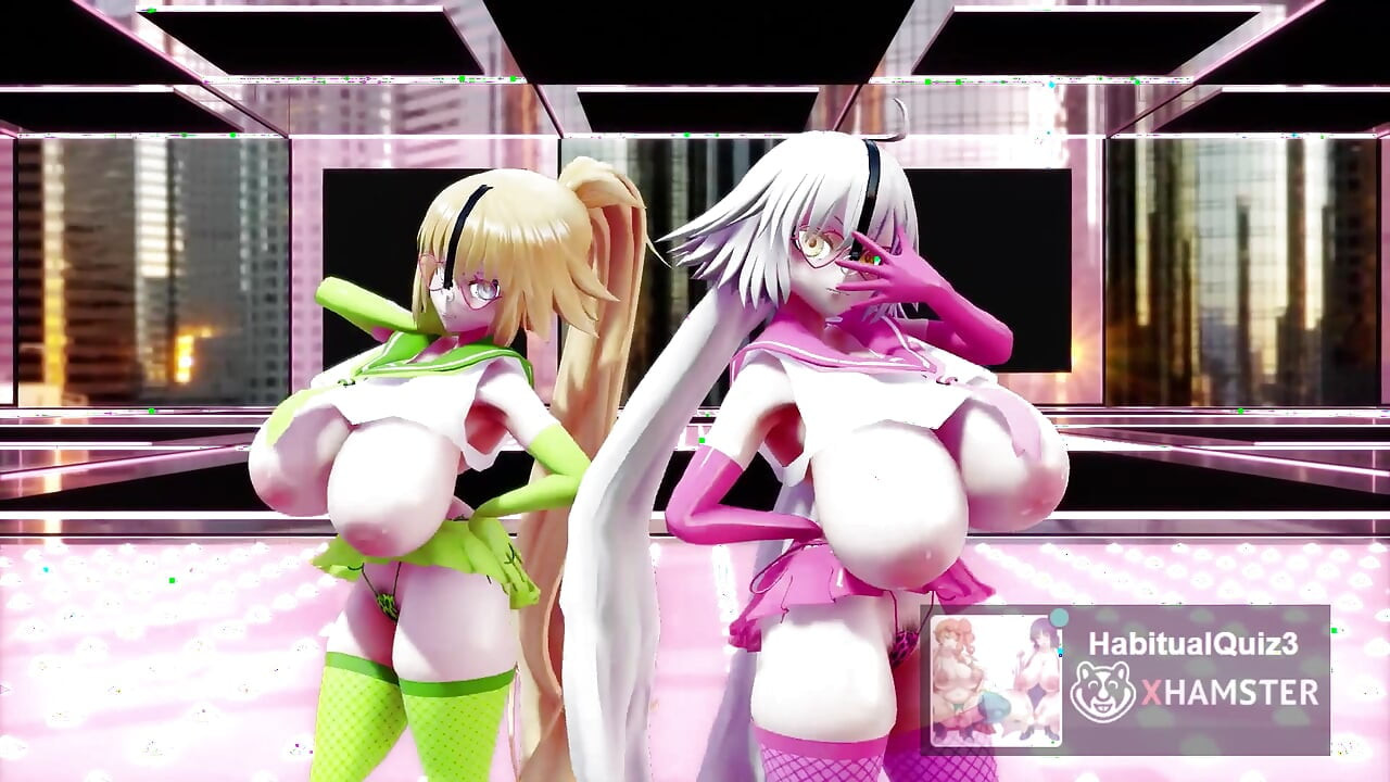 mmd r18 FGO MMD Two Jeannes portray a paranoid girl with a cell phone 3d hentai ahegao milf