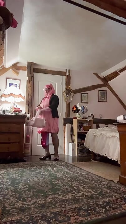 Dressed all in pink for an evening