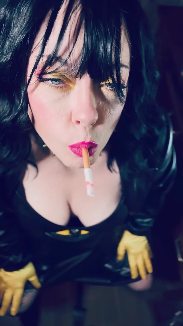 Your Leather Clad Mistress Tina Snua Smokes One Cork 100 Cigarette In Satin Gloves - Listen To The Squeak Of My Leather!