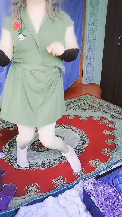 Nylon Shemale Mini Jeans Dress Sexy Legs Lady Boy Big Butt Big Ass Sissy Crossdresser | Clip 1