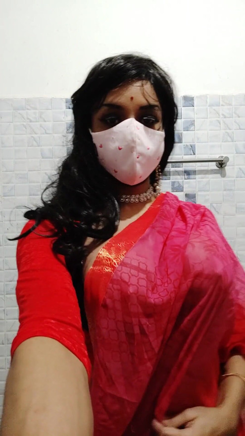 Red Saree Crossdresser: Anushka | Clip 1