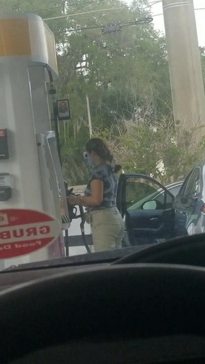 Sexy Latina ass at gas station