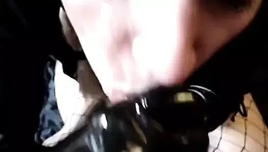 EPIC CUM IN LEATHER GLOVES