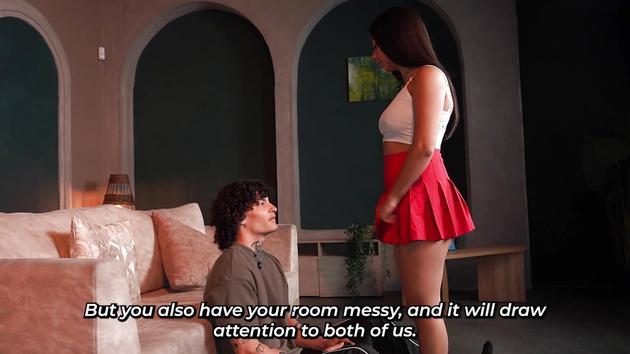 Nerd stepbrother ends up enjoying his stepsister's slim body