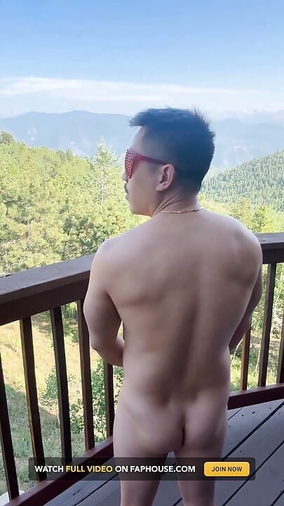Mountain Top Tease: Muscular Asian Hunk's Solo Show