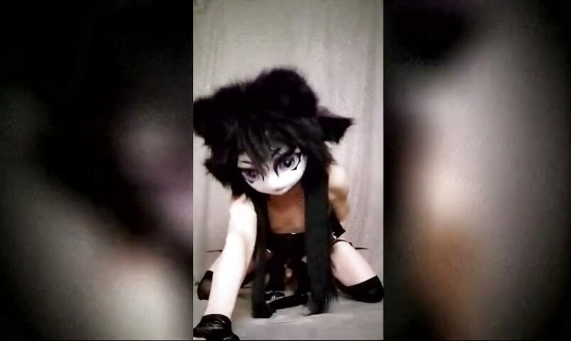 Kigurumi Furry geniet van een zwarte liefdesstok