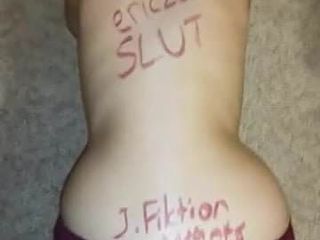 cumshot on slut wife's ass in panties