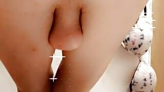 Hot shemale fucks her tight lil hole N cums out her lil clitty!!