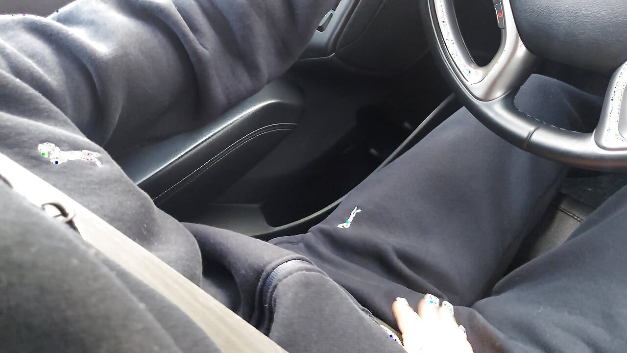 Hot milf teases a taxi driver in the car, in public, with her sexy legs in stockings