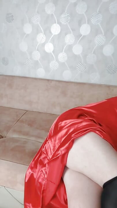 Red Dressed White Feminine Sissy