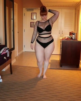 white redhead bbw is proud of her big booty