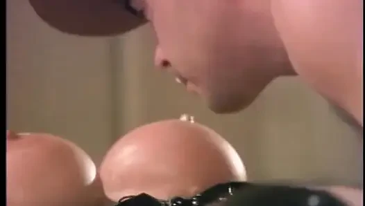 Cowboy licks ice cream off blonde slut's tits then she blows him