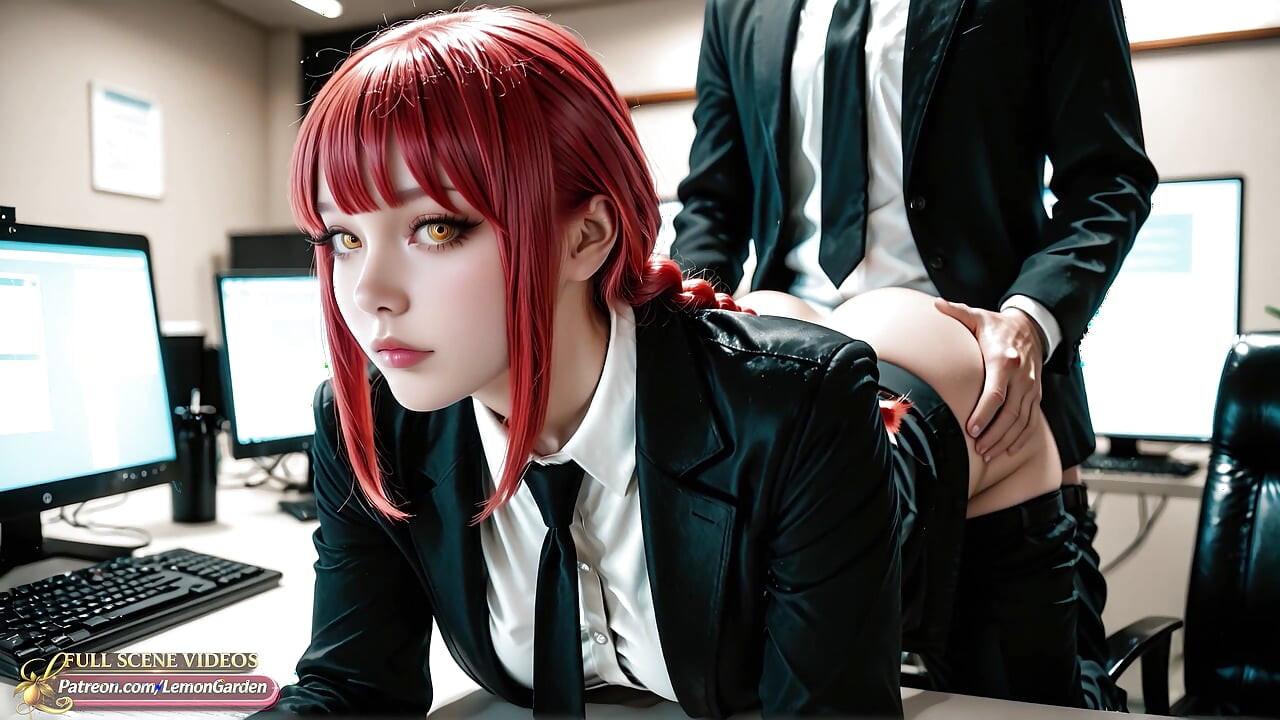 Makima gets fucked hard in the office dominating like a boss 3d Hentai Ai generated anime porn