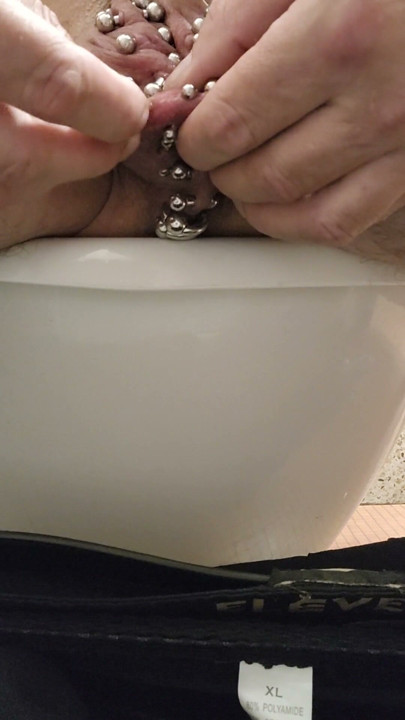 Added more 6 gauge piercings to my scrotum,  slid my finger down my urethral using my precum | Clip 2