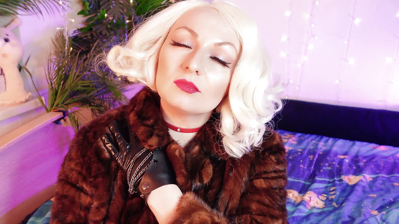 FUR FETISH video: beautiful Mistress tease and seduce. ASMR and JOI. Arya Grander.