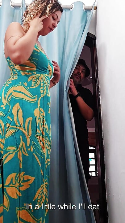 Real sex inside a store fitting room with cumshot on the face.