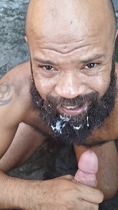 Cum in his mouth and beard. Compiled of cumshots.