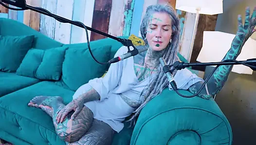 I talk about O - Overcome - ASMR podcast SFW talking goth skinny girl dreadlocks tattoo model inked girl