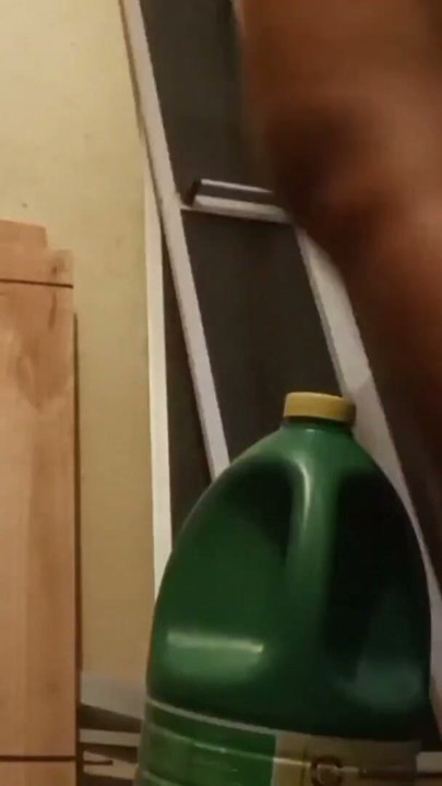 Horny naughty believer trying to break into her ass with a huge bottle | Clip 1