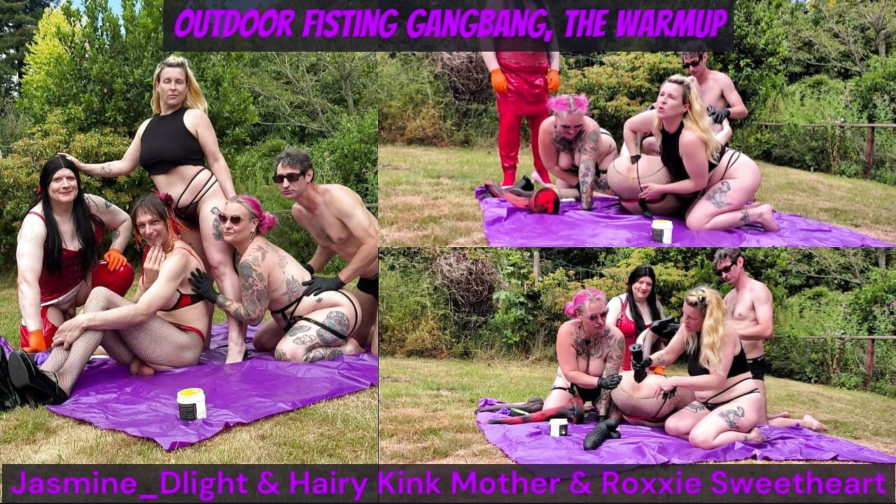 Jasmine Dlight & Hairy Kink Stepmother & Roxxie Sweetheart - Outdoor Fisting Gangbang - the Warmup