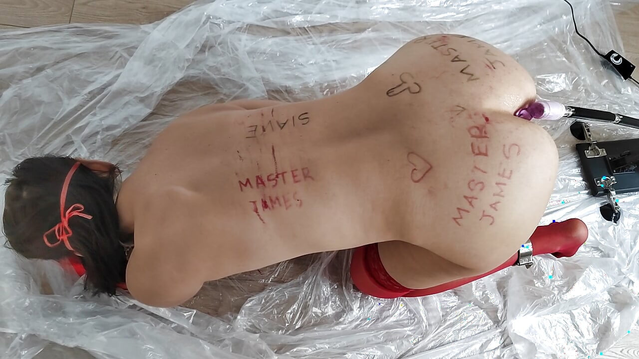 女奴彎下腰來取悅她的主人。