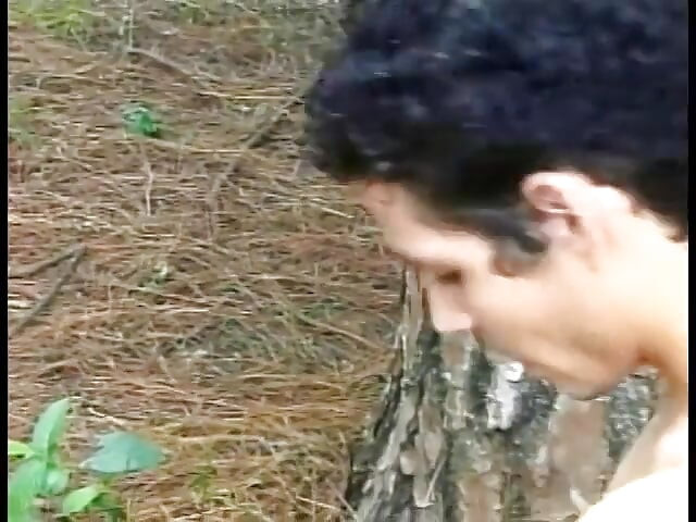 Gay stud gets his ass hole banged hard in the woods