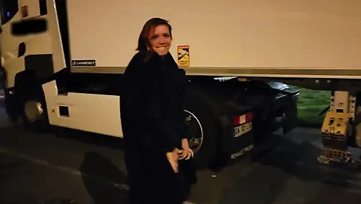 I fuck with a truck driver on a motorway rest area