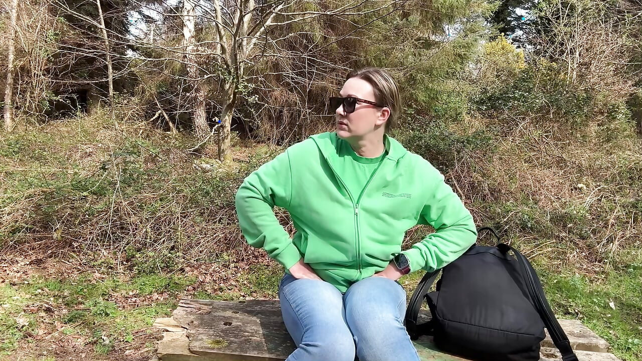 Desperate Outdoor Wetting Jeans on the Public Trail