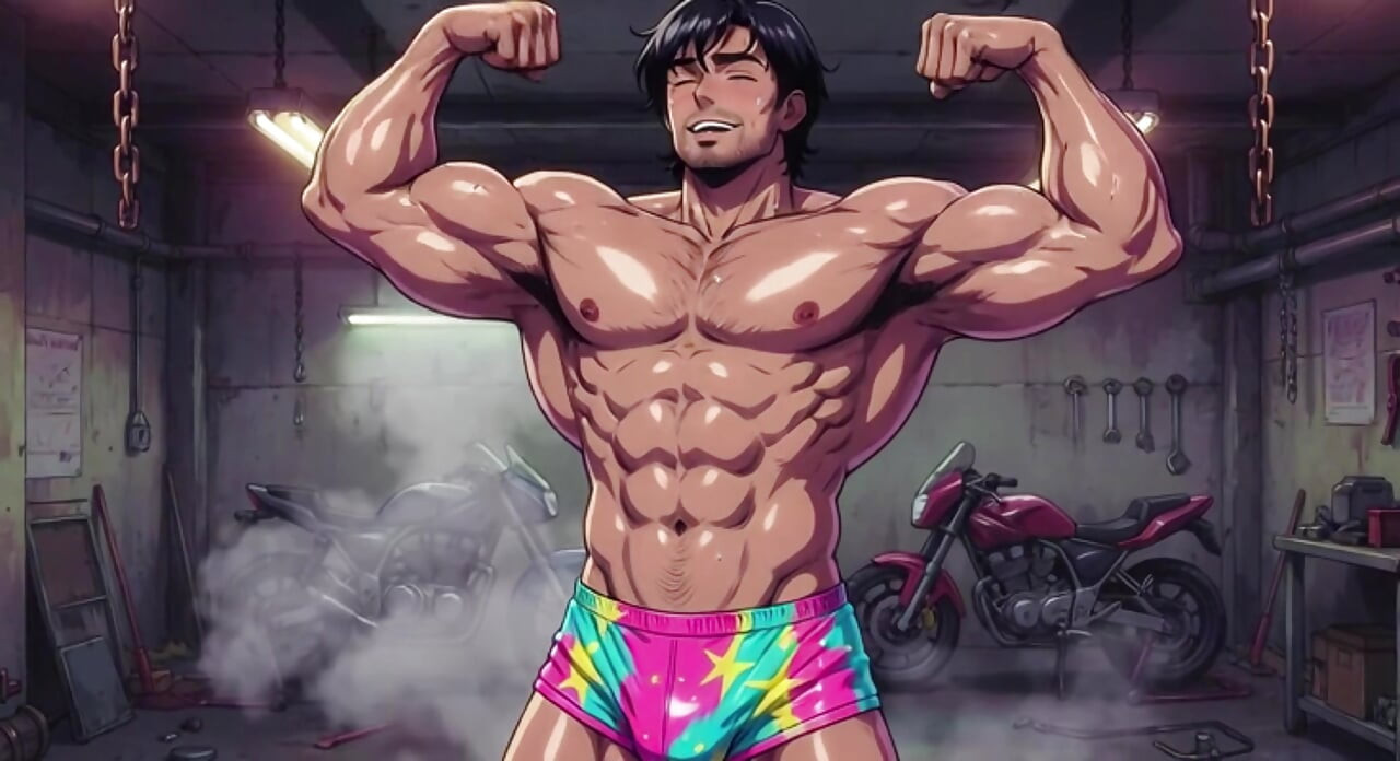 Ai Muscular Men Mechanic Garage