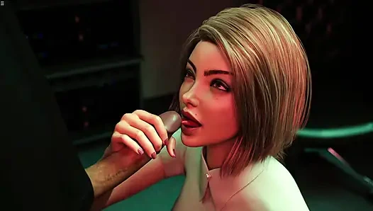 Azgın kız ofis meslektaşına büyük yarak emiyor ve gırtlağına kadar sakso çekiyor