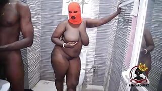 Hot bathroom fuck with bbw stepmom