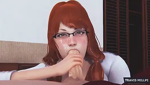 Ibu tiri nakal ini lagi asik nyepong kontol sampai mulutnya dientot habis-habisan