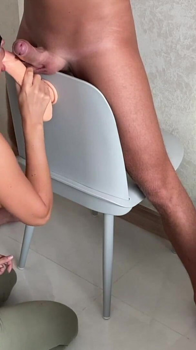 Dildo Sucking Tease – She Ruins His Orgasm Twice | Clip 1