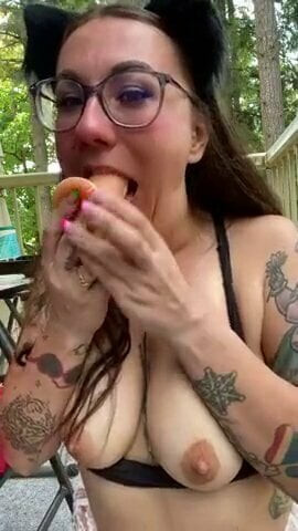 Nipple play and dildo Deepthroat
