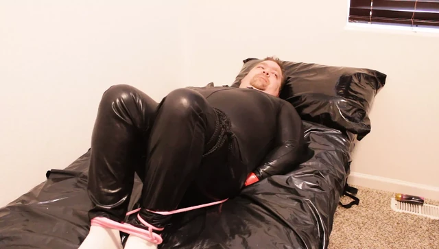 Mistress M and her hogtied slave