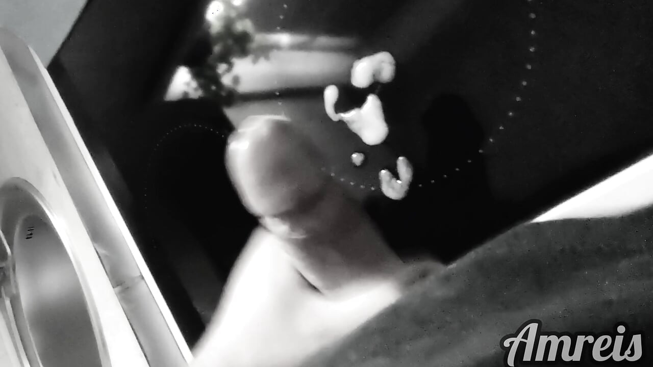 Quick jerking of an overexcited penis in the kitchen.