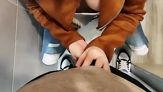 Blowjob Riskged in the Bathroom of the University with My Professor!