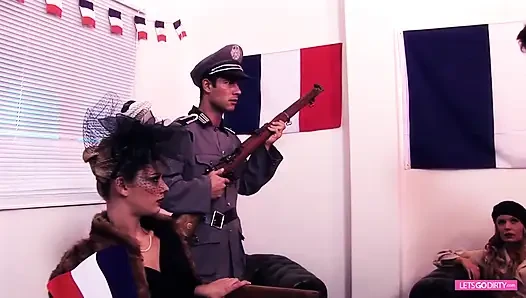 Two girl get drilled in class in all holes