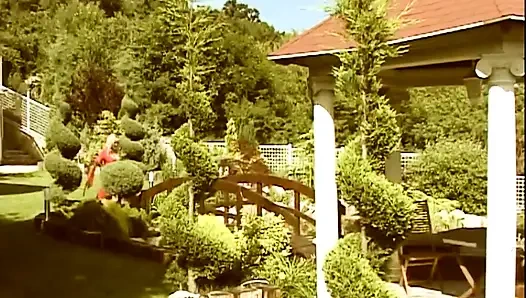 Горячую грудастую милфу трахнули в задницу и кончили в рот винтажным большим членом