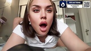 Sexy student plays the role of a horny maid using a dating app