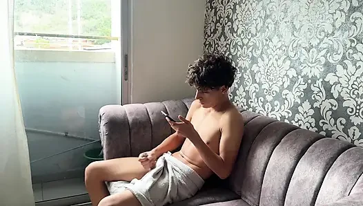 I discover that my stepson is a jerk and I help him control the urge with my rich ass