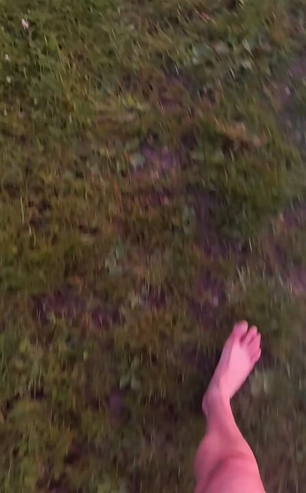 Horny on a barefoot nude walk so I edged my fat cock