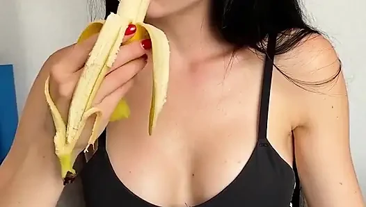 Teasing in Jeans,eating & Sucking Banana