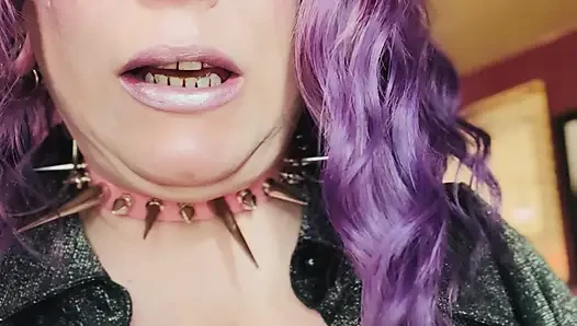 Purple Haired Smoking Goth Tina Snua Smokes Close Up - Coughing Smoke Drifts OMI OME Snap Inhales