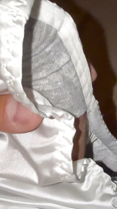 Satin panties getting drenched