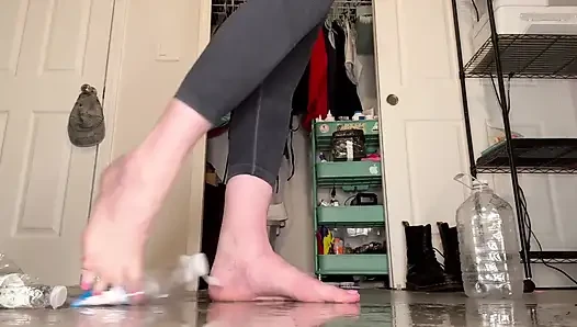 Water Bottle Crushing with Size 16 Big Feet